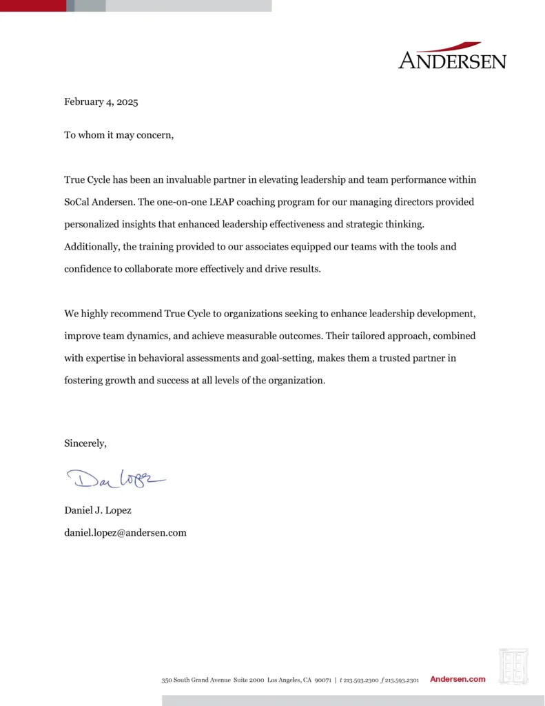 letter of recommendation from Andersen
